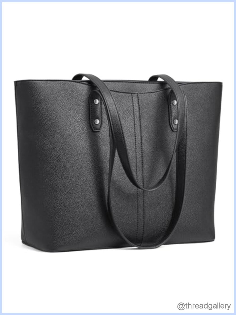 Large Faux Leather Tote Bag with 14in Laptop Sleeve & Trolley Strap